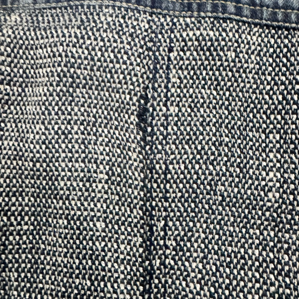 Chico’s Denim Tweed Mixed Media Jacket Blue Silver Button Size 1 M - Picture 9 of 11